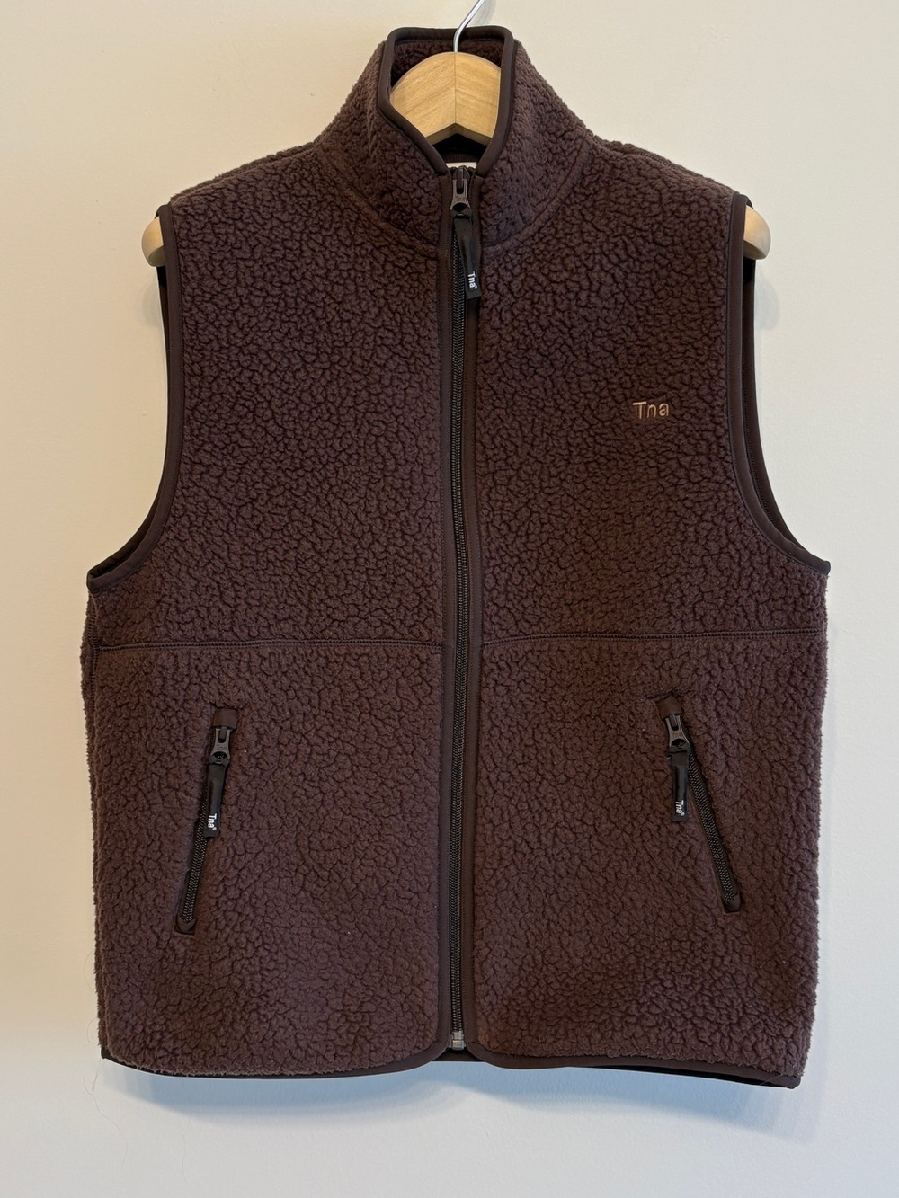 Aritzia TNA polartec thermal brown fleece vest sz xs preloved